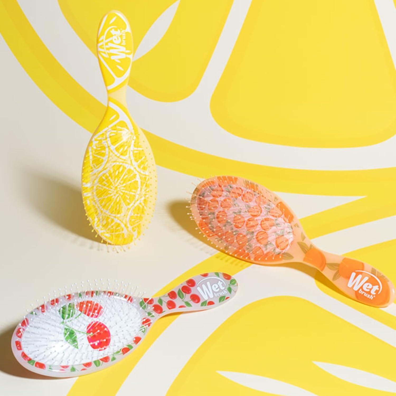 imageWet Brush Detangling Brush Original Detangler Brush Sky  Wet ampamp Dry TangleFree Hair Brush for Women ampamp Men  No Tangle Soft ampamp Flexible Bristles for Straight Curly ampamp Thick HairTutti Fruitti Lemon