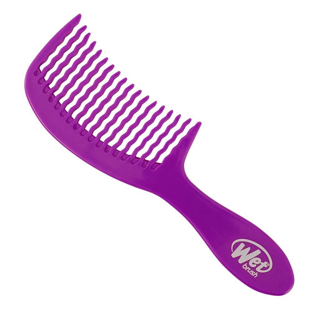 imageWet Brush Detangling Comb Black  Wide Tooth Hair Detangler with WaveTooth Design that Gently and Glides Through Tangles  Brush Throough Conditioner and Hair Masks  Gentle On Scalp and PainFreePurple