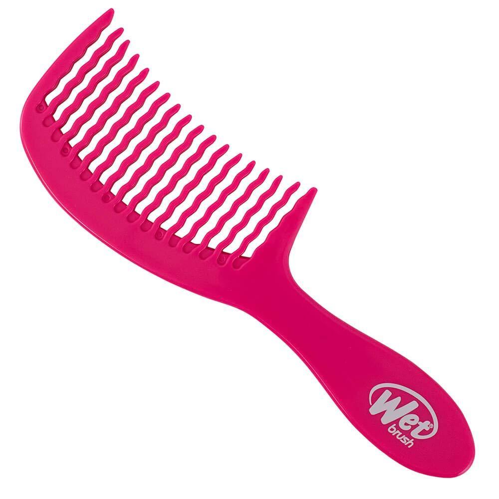 imageWet Brush Detangling Comb Black  Wide Tooth Hair Detangler with WaveTooth Design that Gently and Glides Through Tangles  Brush Throough Conditioner and Hair Masks  Gentle On Scalp and PainFreePink