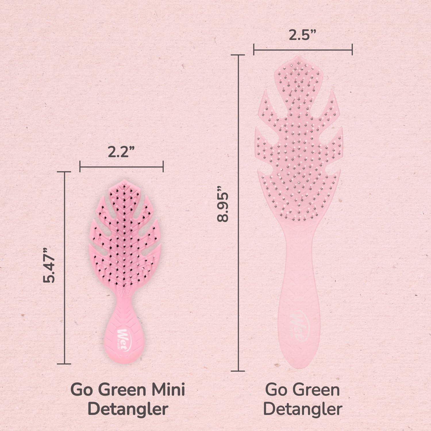 imageWet Brush Go Green Mini Detangler Green  Detangling Travel Hair Brush  UltraSoft IntelliFlex Bristles Glide Through Tangles ampamp Gently Loosens Knots While Minimizing Pain Split Ends ampamp BreakagePink