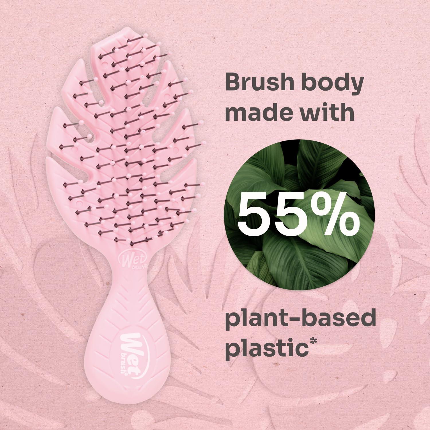 imageWet Brush Go Green Mini Detangler Green  Detangling Travel Hair Brush  UltraSoft IntelliFlex Bristles Glide Through Tangles ampamp Gently Loosens Knots While Minimizing Pain Split Ends ampamp BreakagePink