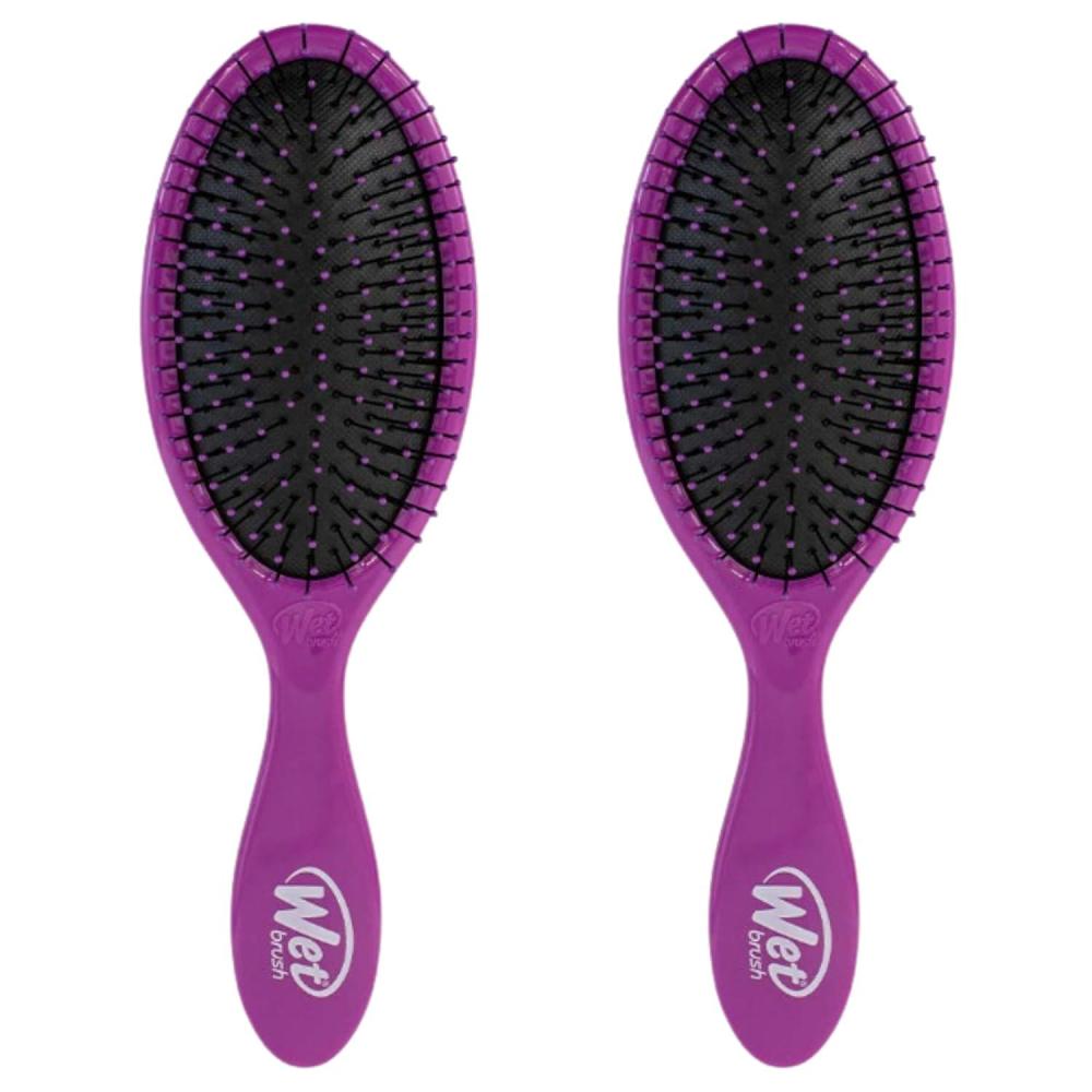 imageWet Brush Original Detangler Hair Brush Amazon Exclusive Aqua UltraSoft IntelliFlex BristlesDetangling Hairbrush Glides Through Tangles  All Hair Types Wet ampamp Dry Hair  Women ampamp Men Pack of 2Purple