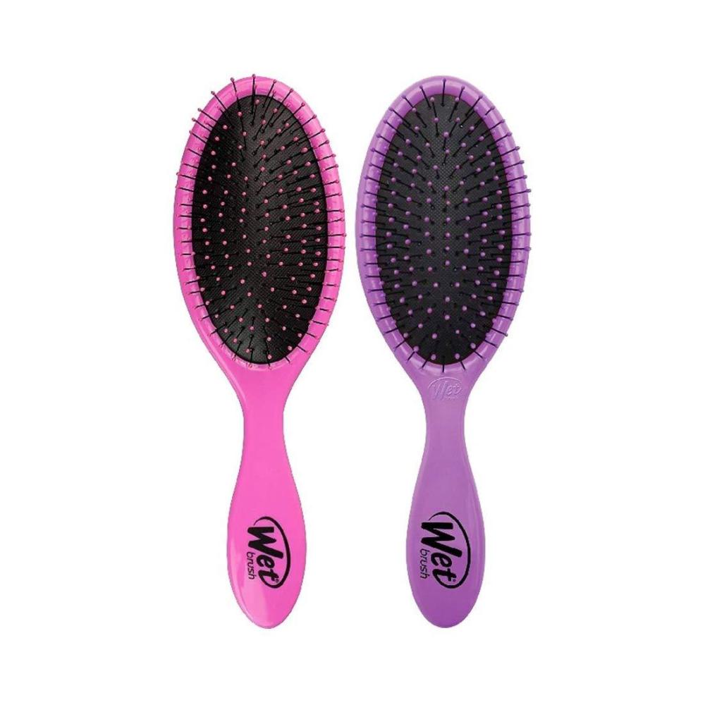 imageWet Brush Original Detangler Hair Brush Amazon Exclusive Aqua UltraSoft IntelliFlex BristlesDetangling Hairbrush Glides Through Tangles  All Hair Types Wet ampamp Dry Hair  Women ampamp Men Pack of 2PinkPurple