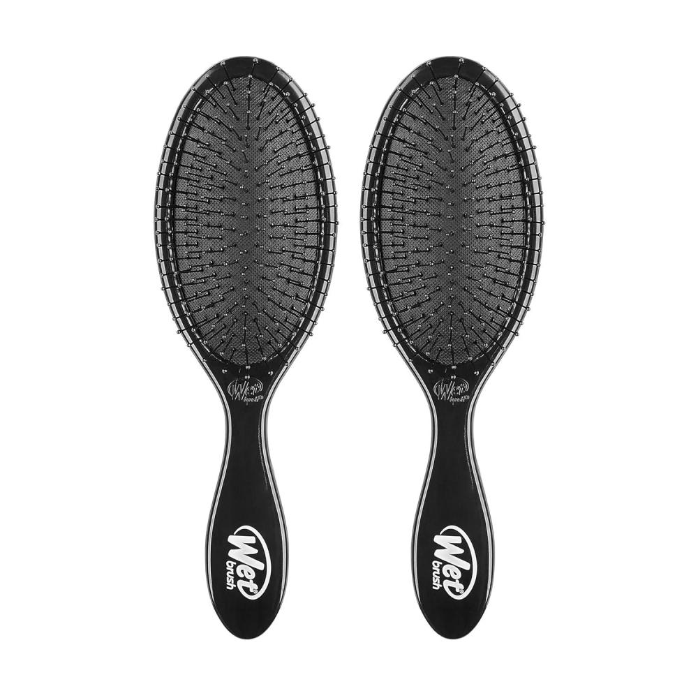 imageWet Brush Original Detangler Hair Brush Amazon Exclusive Aqua UltraSoft IntelliFlex BristlesDetangling Hairbrush Glides Through Tangles  All Hair Types Wet ampamp Dry Hair  Women ampamp Men Pack of 2Black
