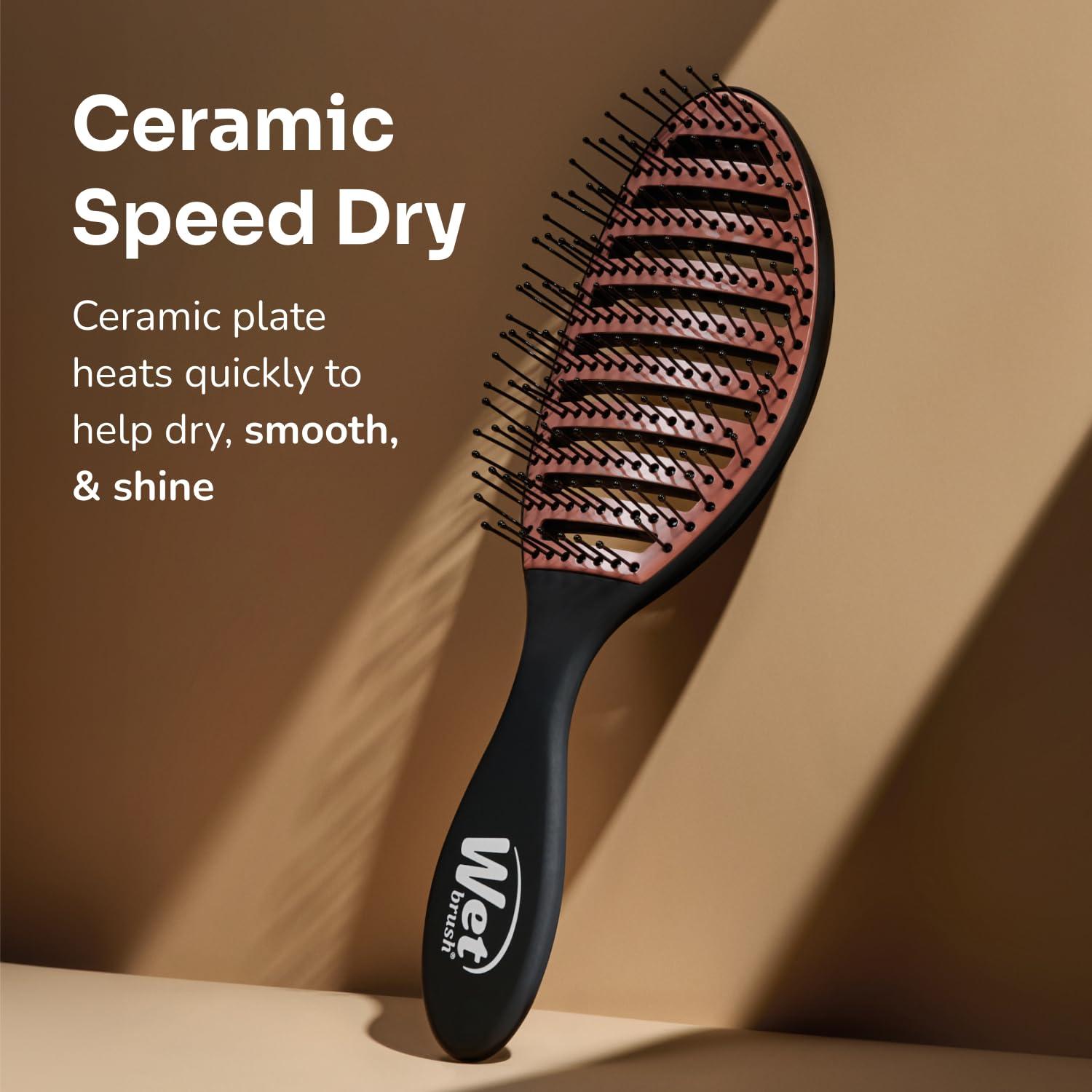 imageWet Brush Ceramic Speed Dry Hair Brush Black  Vented Design ampamp Soft HeatFlex Bristles for BlowDry Safe Styling  Ergonomic Handle for PainFree Detangling  Hair Accessories for All Hair Types