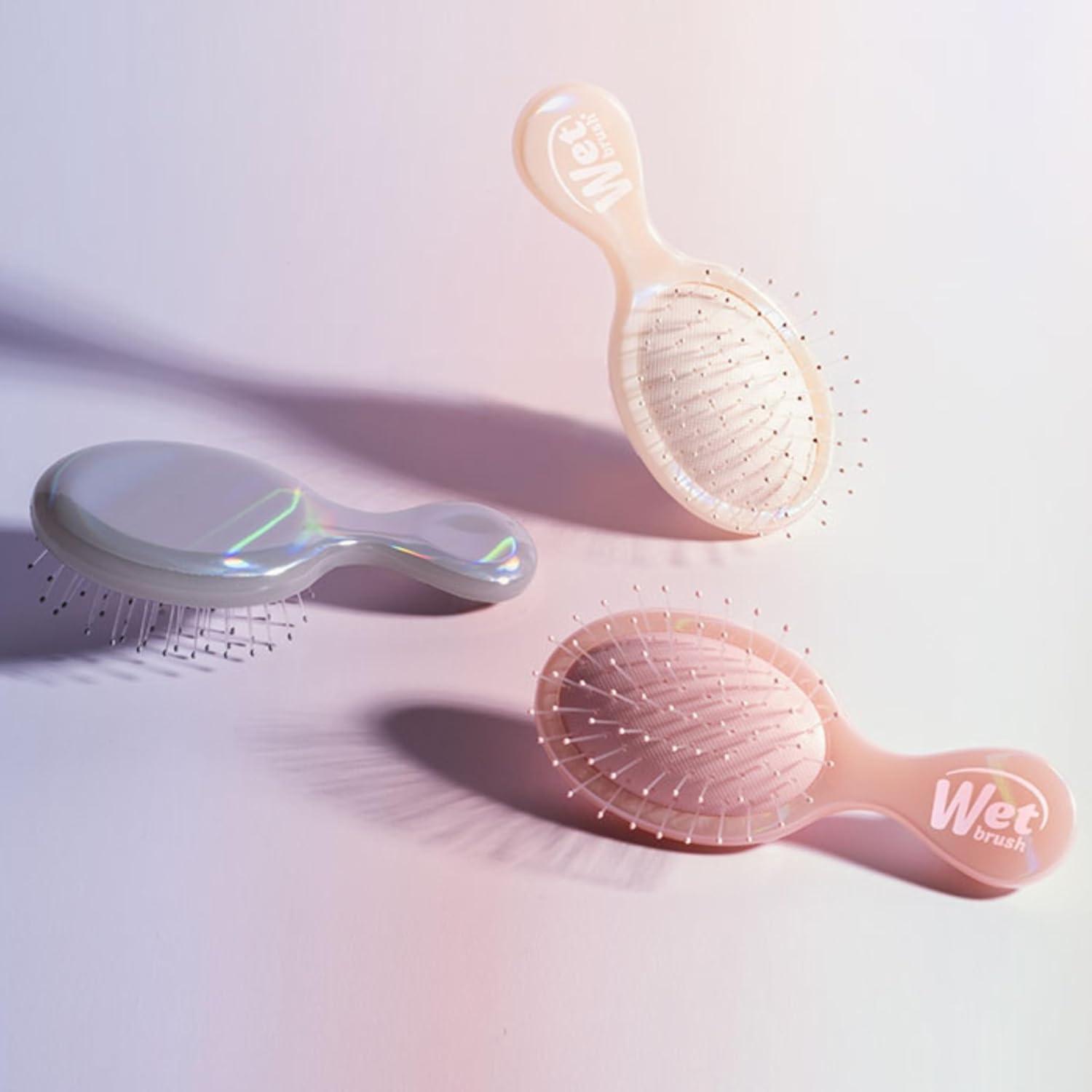 imageWet Brush Mini Detangler Hair Brush Chrome Iridescence Icon Detangling Travel Hairbrush UltraSoft IntelliFlex Bristles Glide Through Tangles with Ease PainFree All Hair Types Limited EditionBronze