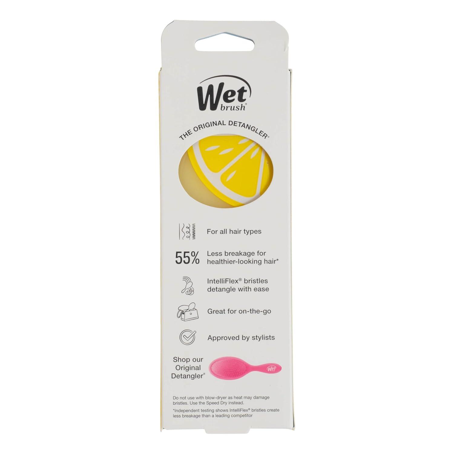 imageWet Brush Mini Detangler Hair Brush Lemon Tutti Fruitti Detangling Travel Hairbrush UltraSoft IntelliFlex Bristles Glide Through Tangles with Ease PainFree All Hair Types Limited EditionLemon