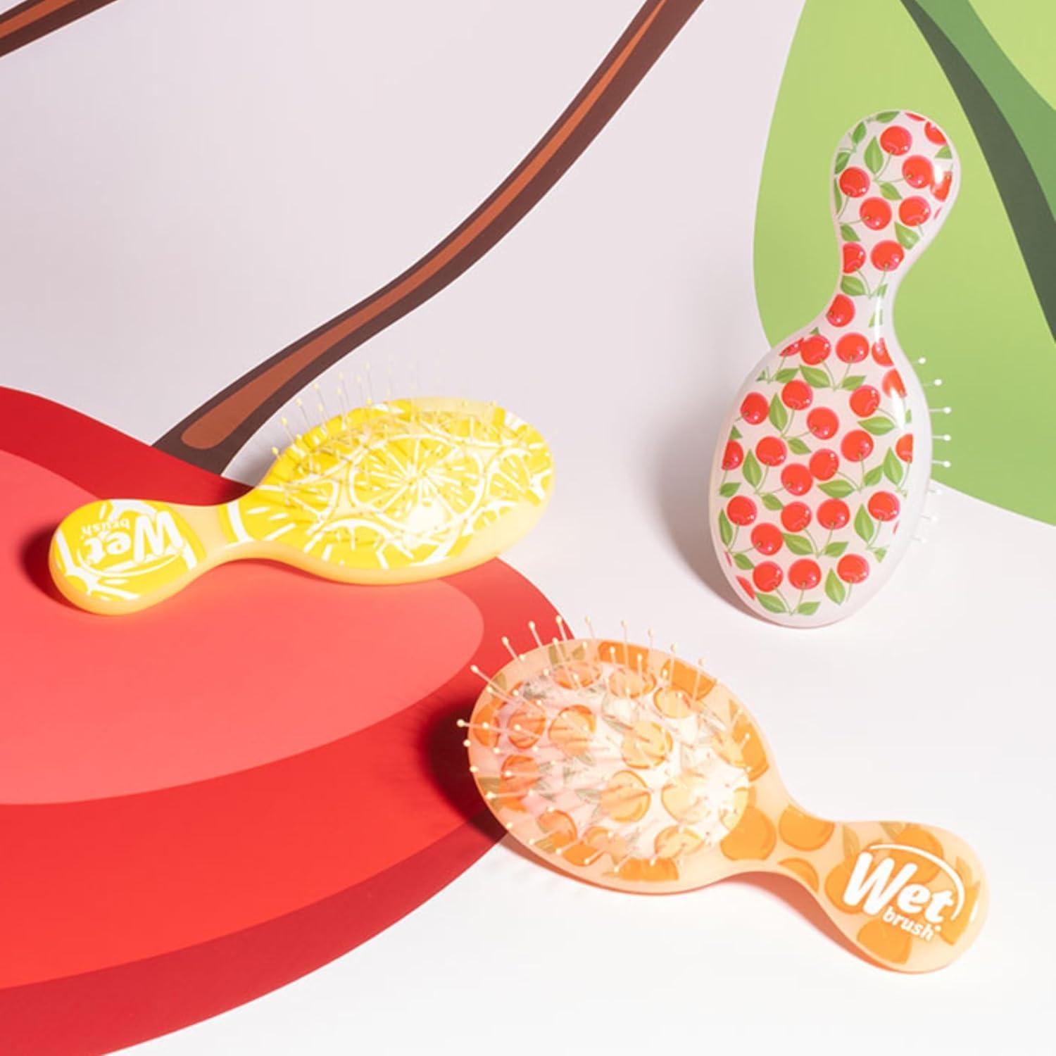 imageWet Brush Mini Detangler Hair Brush Lemon Tutti Fruitti Detangling Travel Hairbrush UltraSoft IntelliFlex Bristles Glide Through Tangles with Ease PainFree All Hair Types Limited EditionLemon