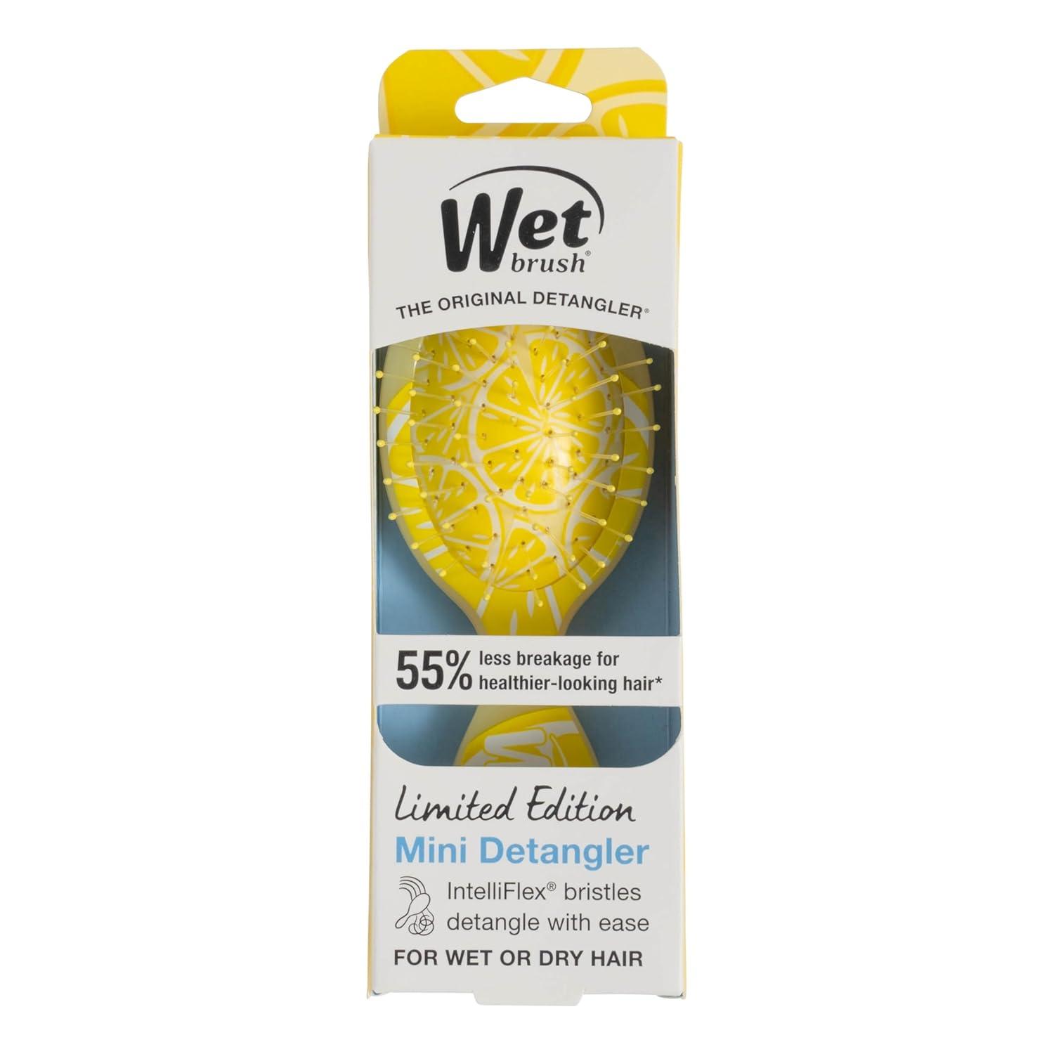 imageWet Brush Mini Detangler Hair Brush Lemon Tutti Fruitti Detangling Travel Hairbrush UltraSoft IntelliFlex Bristles Glide Through Tangles with Ease PainFree All Hair Types Limited EditionLemon