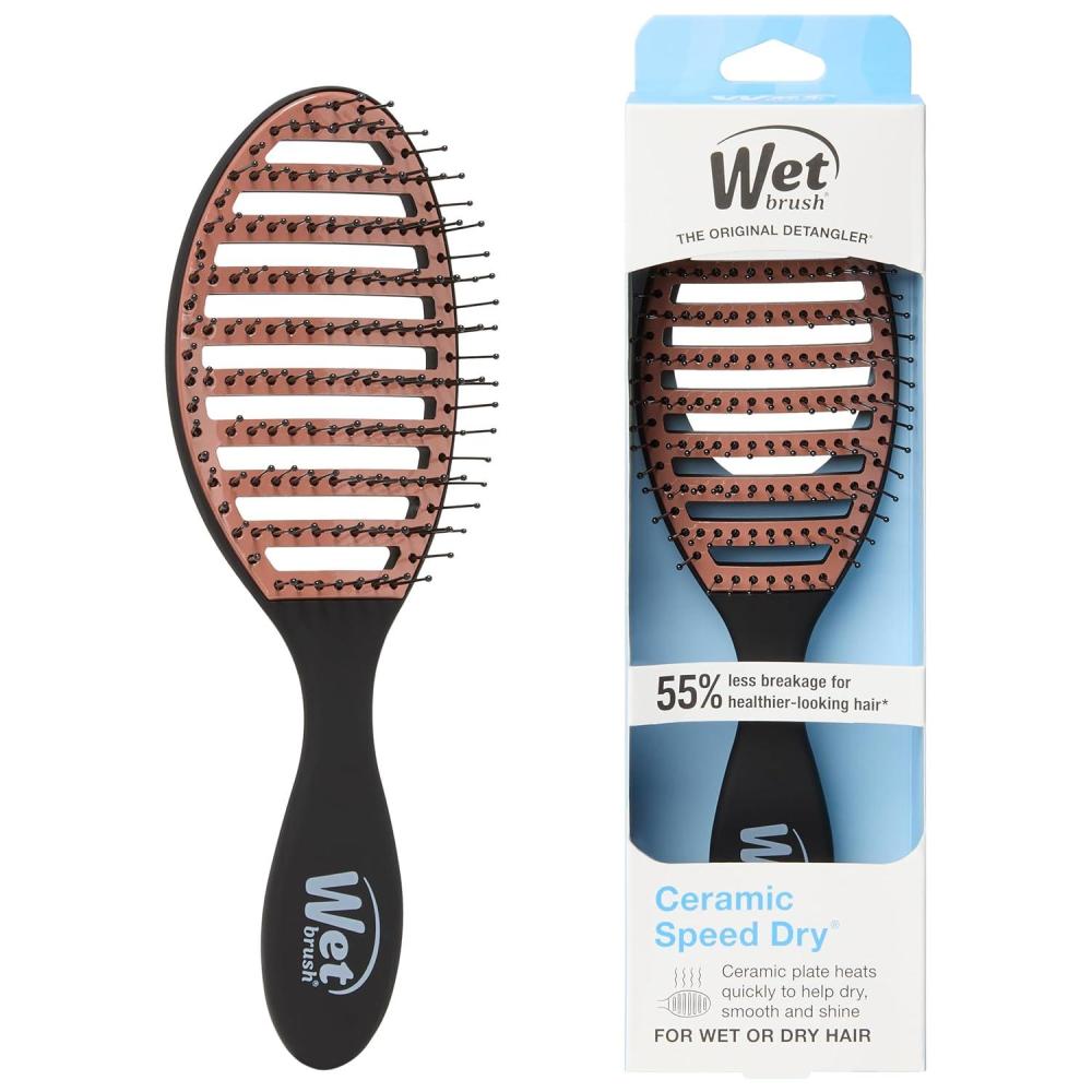 imageWet Brush Ceramic Speed Dry Hair Brush Black  Vented Design ampamp Soft HeatFlex Bristles for BlowDry Safe Styling  Ergonomic Handle for PainFree Detangling  Hair Accessories for All Hair Types