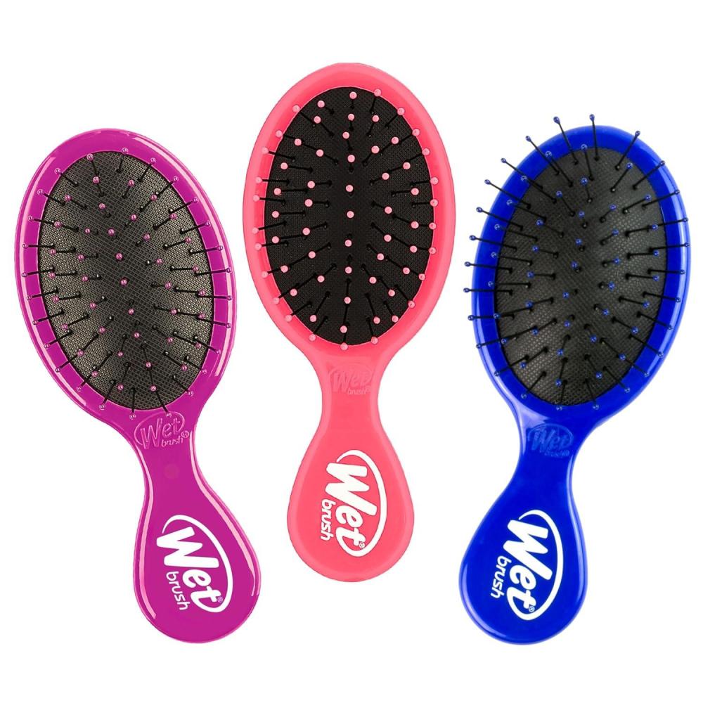 imageWet Brush Squirt Detangling Brush Sky Mini Detangler No Tangle UltraSoft IntelliFlex Bristles Wet ampamp Dry Styling Hairbrush for Women ampamp Men All Hair TypesPink  Purple   Blue