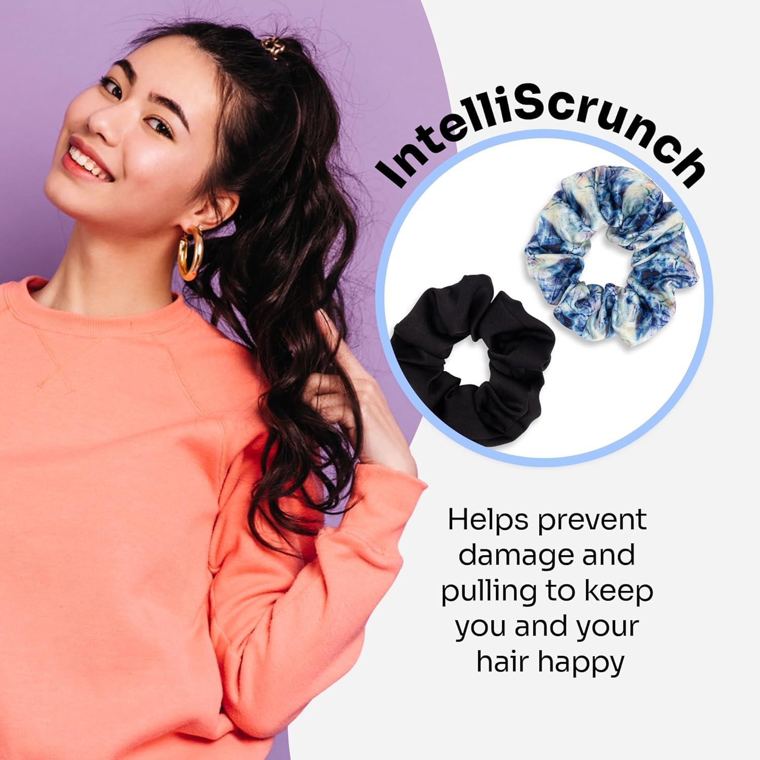 imageWet Brush Coil Hair Scrunchies for Women ampamp Girls 2 Count Purple ampamp Black Suitable for All Hair Types PainFree Accessories Long Lasting Braids Ponytails and MoreCoil Scrunchies Blue Tie DyeBlack