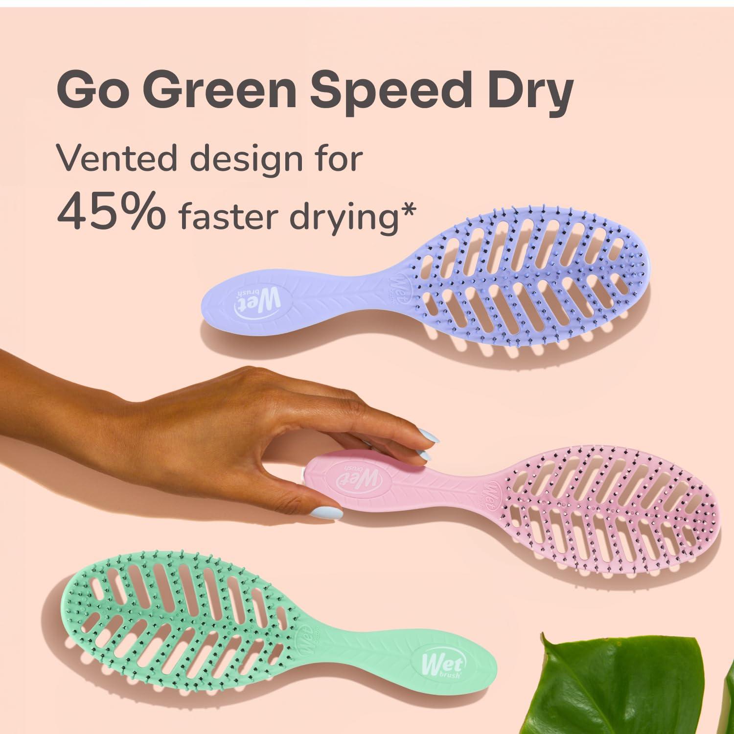 imageWet Brush Go Green Speed Dry Hair Brush Green  Vented Design ampamp Ultra Soft HeatFlex Bristles  Ergonomic Handle Manages Tangle ampamp Uncontrollable Hair  PainFree Hair AccessoriesGreen