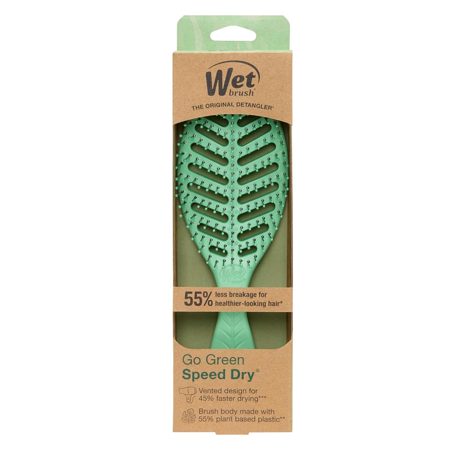 imageWet Brush Go Green Speed Dry Hair Brush Green  Vented Design ampamp Ultra Soft HeatFlex Bristles  Ergonomic Handle Manages Tangle ampamp Uncontrollable Hair  PainFree Hair AccessoriesGreen