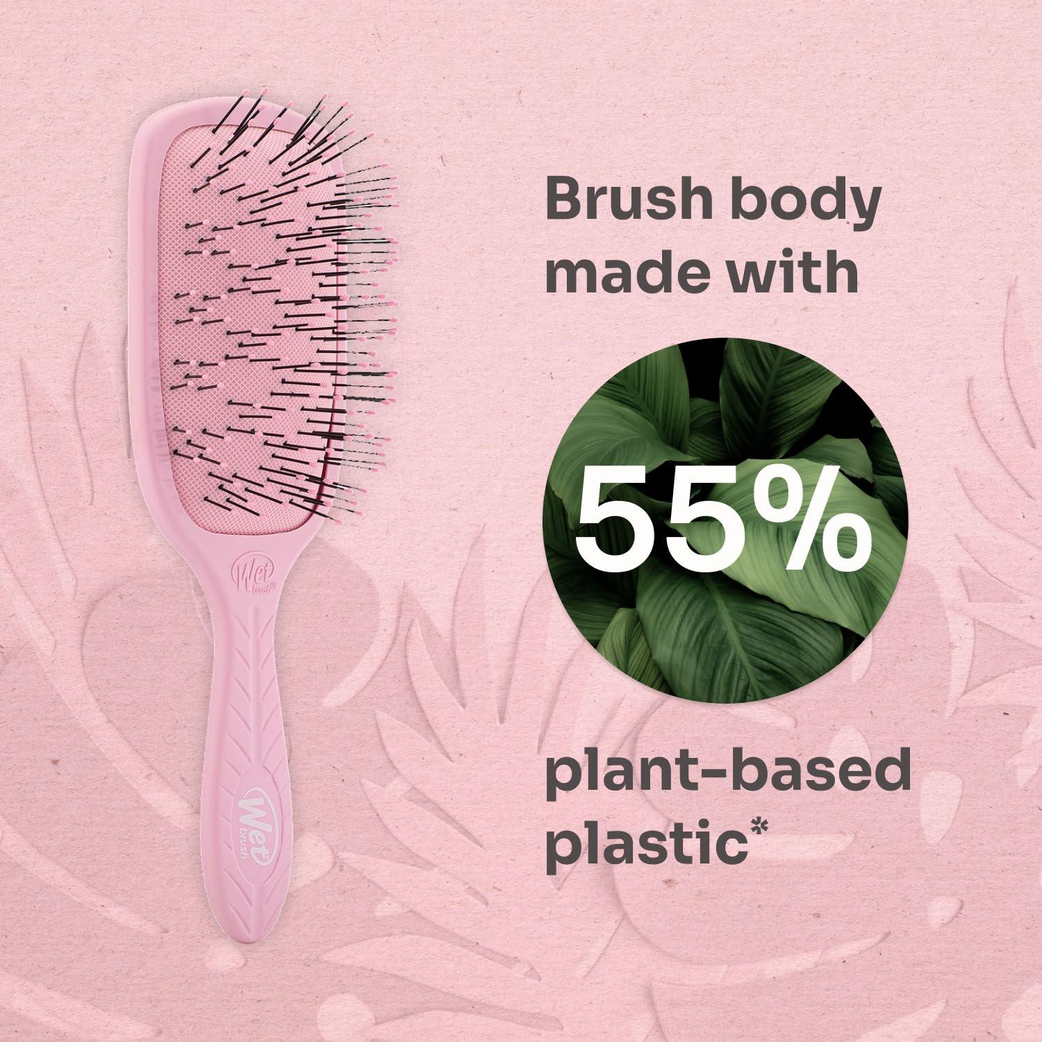 imageWet Brush Go Green Thick Hair Paddle Detangling Brush Pink  UltraSoft IntelliFlex Bristles With AquaVent  Gently Loosens Knots While Minimizing Pain  Curly Coarse Long Hair Pack of 2Pink