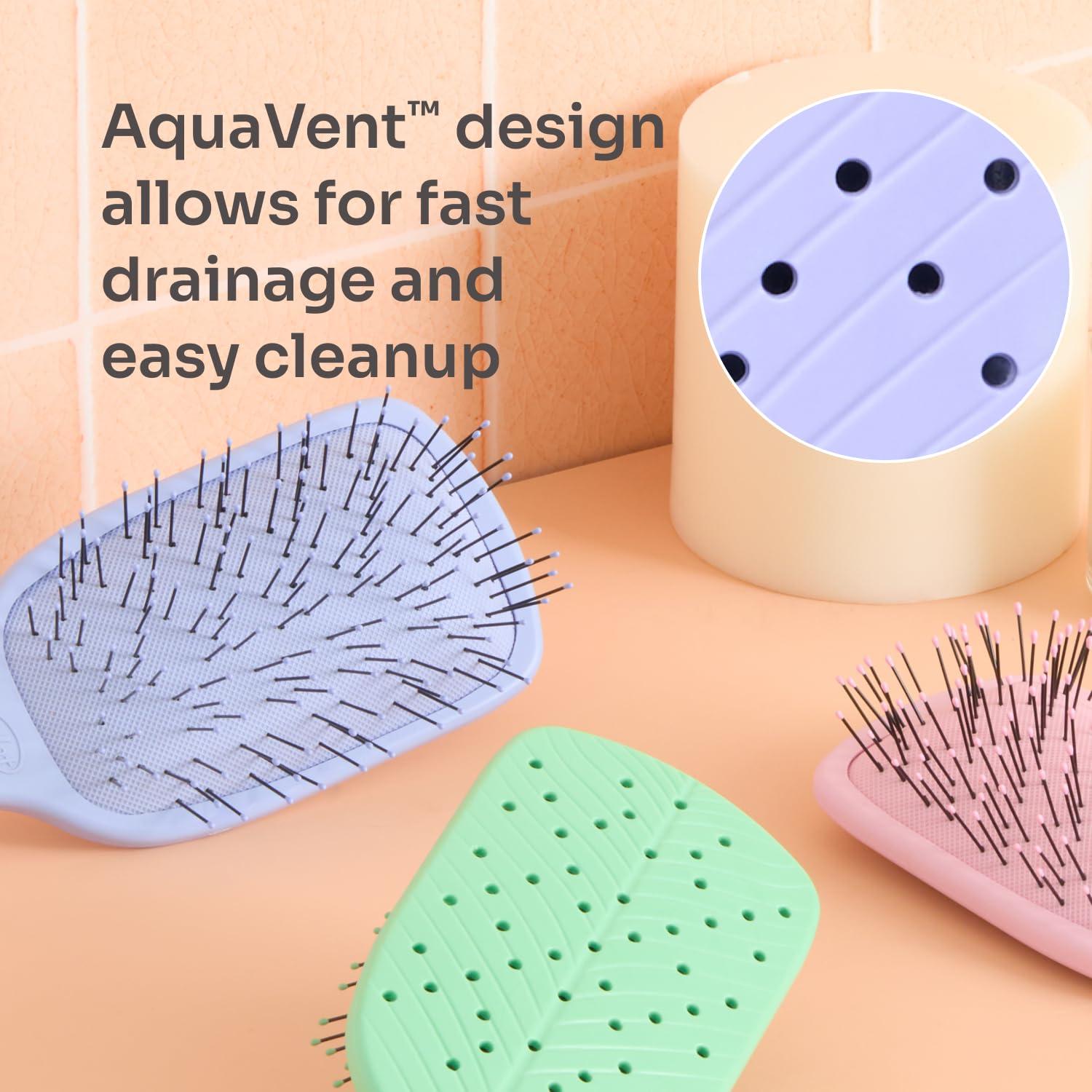 imageWet Brush Go Green Thick Hair Paddle Detangling Brush Pink  UltraSoft IntelliFlex Bristles With AquaVent  Gently Loosens Knots While Minimizing Pain  Curly Coarse Long Hair Pack of 2Purple