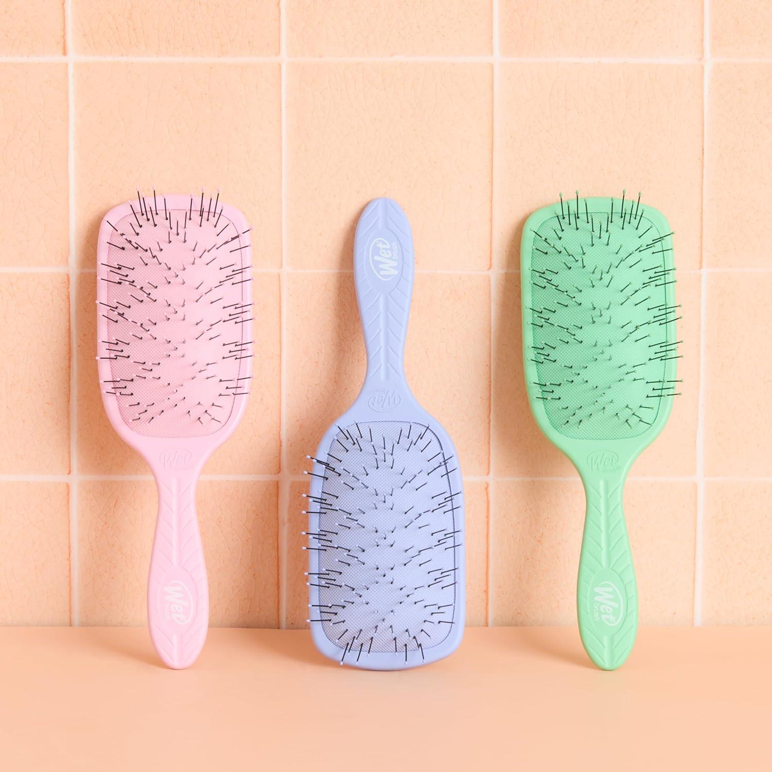 imageWet Brush Go Green Thick Hair Paddle Detangling Brush Pink  UltraSoft IntelliFlex Bristles With AquaVent  Gently Loosens Knots While Minimizing Pain  Curly Coarse Long Hair Pack of 2Purple