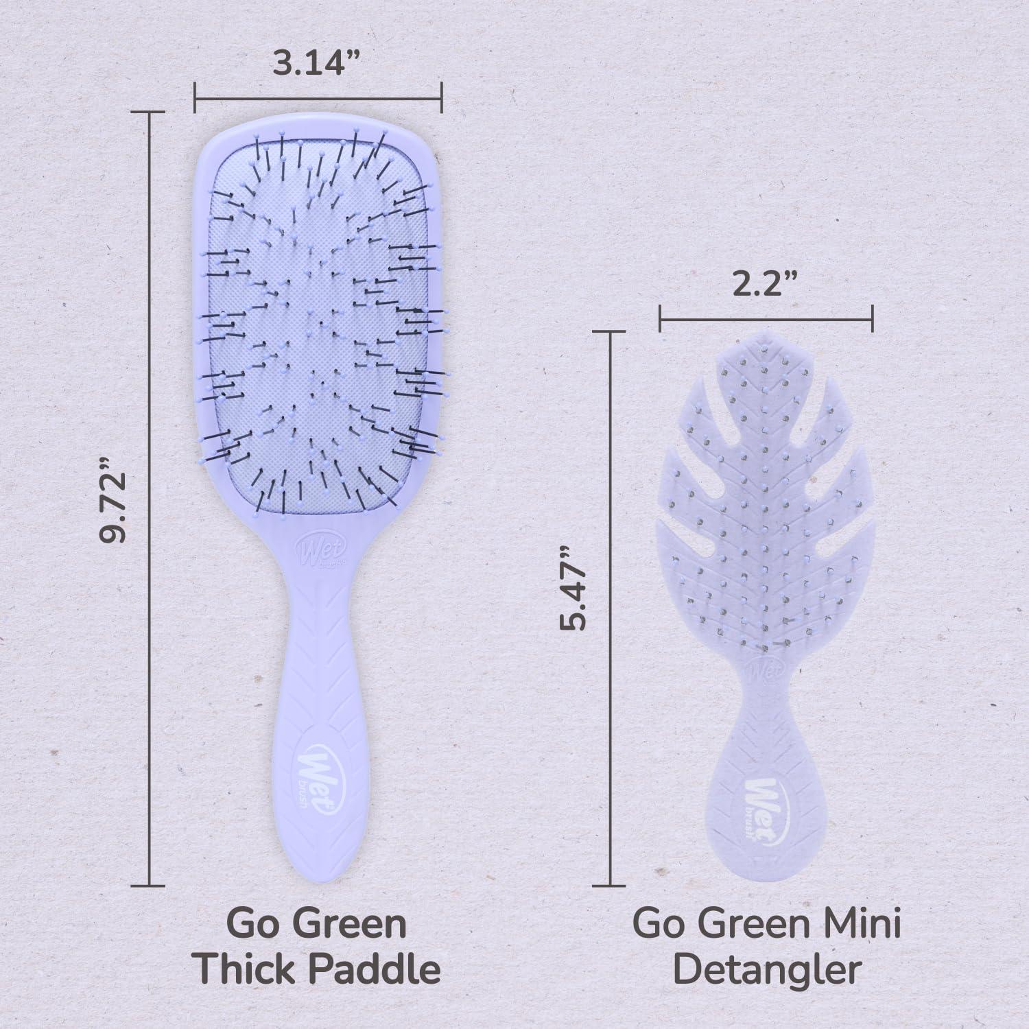 imageWet Brush Go Green Thick Hair Paddle Detangling Brush Pink  UltraSoft IntelliFlex Bristles With AquaVent  Gently Loosens Knots While Minimizing Pain  Curly Coarse Long Hair Pack of 2Purple