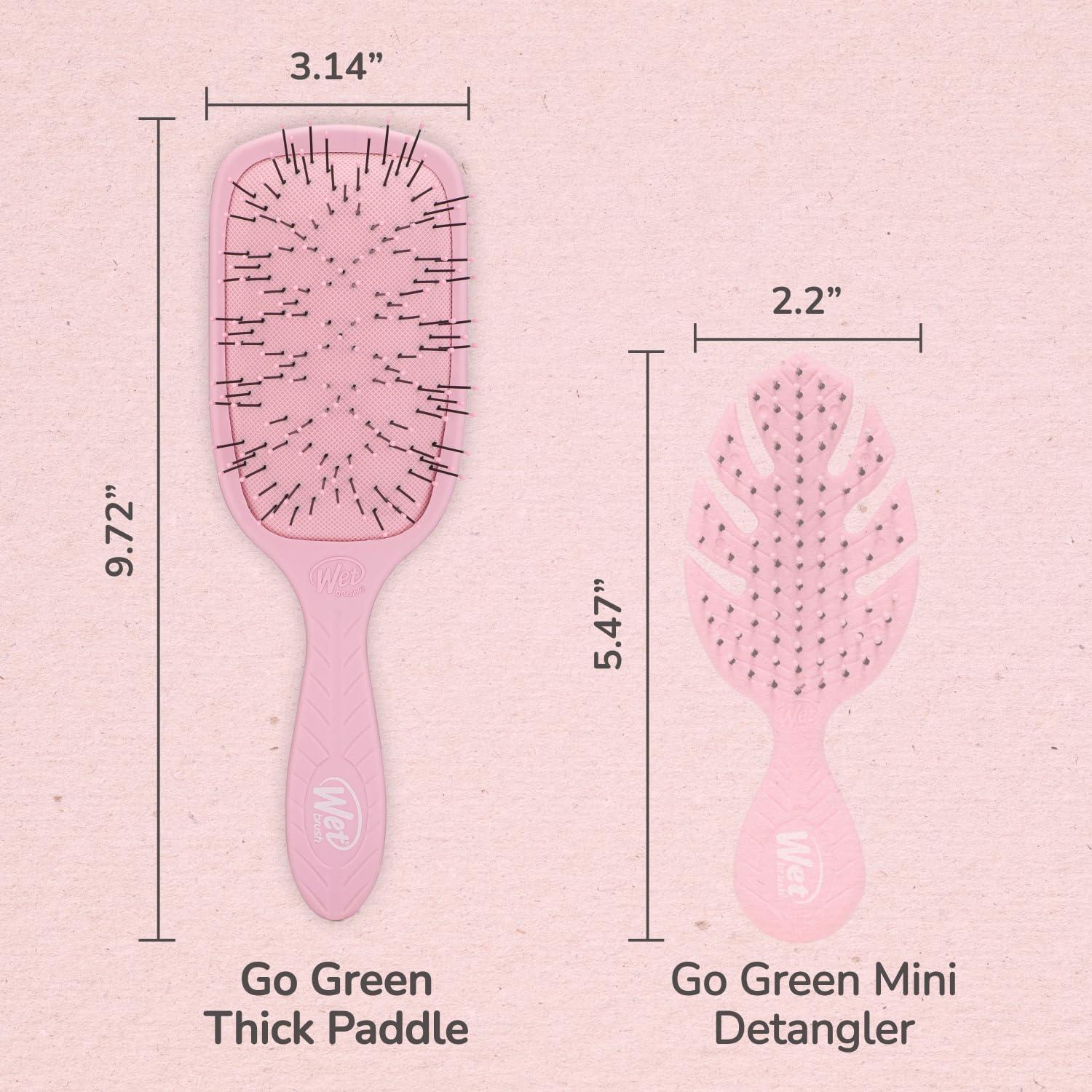 imageWet Brush Go Green Thick Hair Paddle Detangling Brush Pink  UltraSoft IntelliFlex Bristles With AquaVent  Gently Loosens Knots While Minimizing Pain  Curly Coarse Long Hair Pack of 2Pink