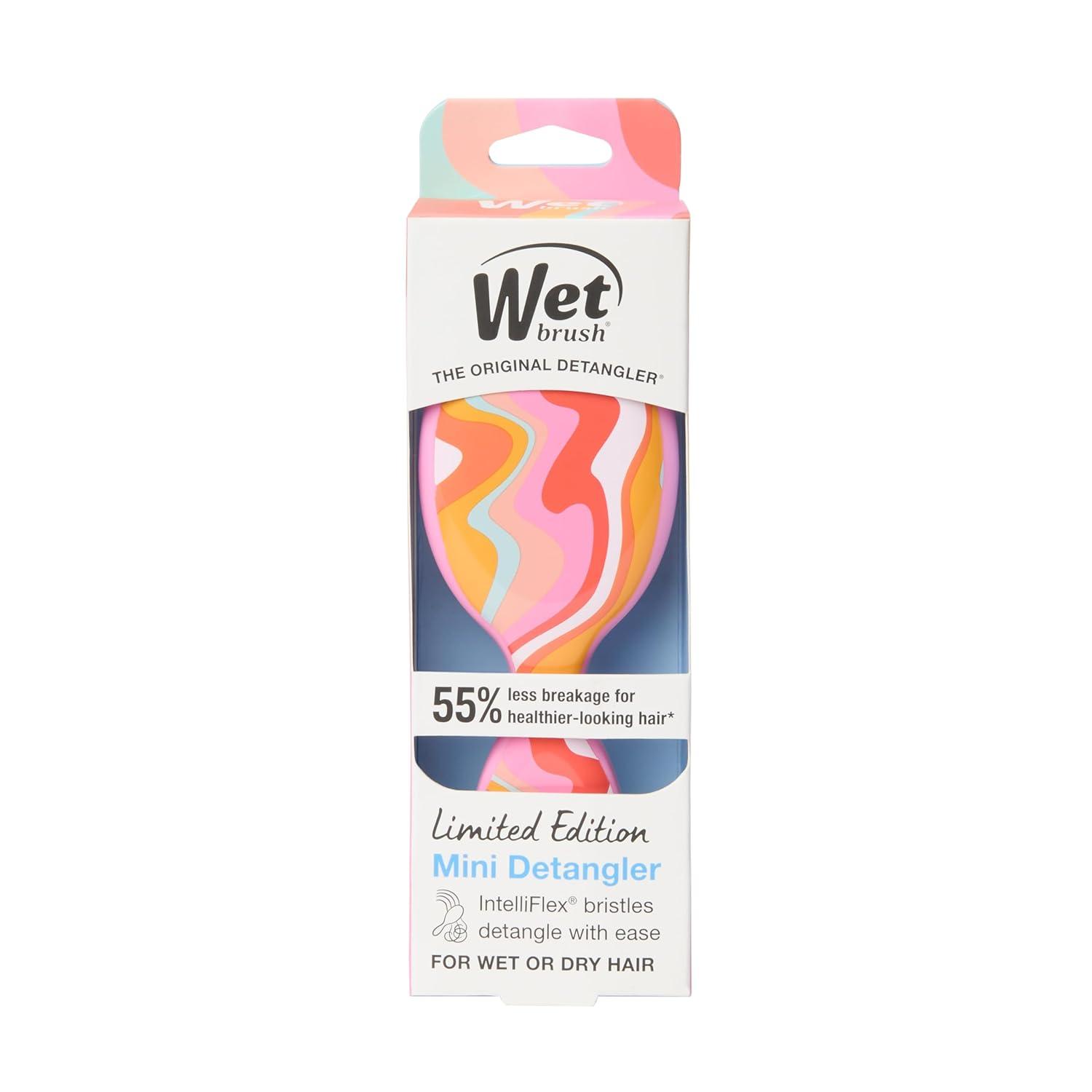 imageWet Brush Mini Detangler Hair Brush Rainbow Sun Days Detangling Travel Hairbrush UltraSoft IntelliFlex Bristles Glide Through Tangles with Ease PainFree All Hair Types Limited EditionSun Days Ice Cream