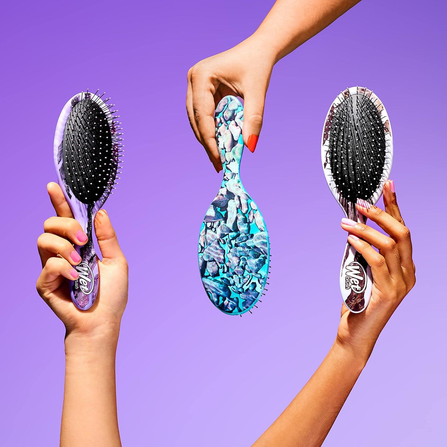 imageWet Brush Original Detangling Brush Pink Digital Daydream  Detangler with Soft ampamp Flexible Bristles  Detangling Brush for Curly Hair  TangleFree for Straight Thick ampamp Wavy HairTechno Stone Turquoise