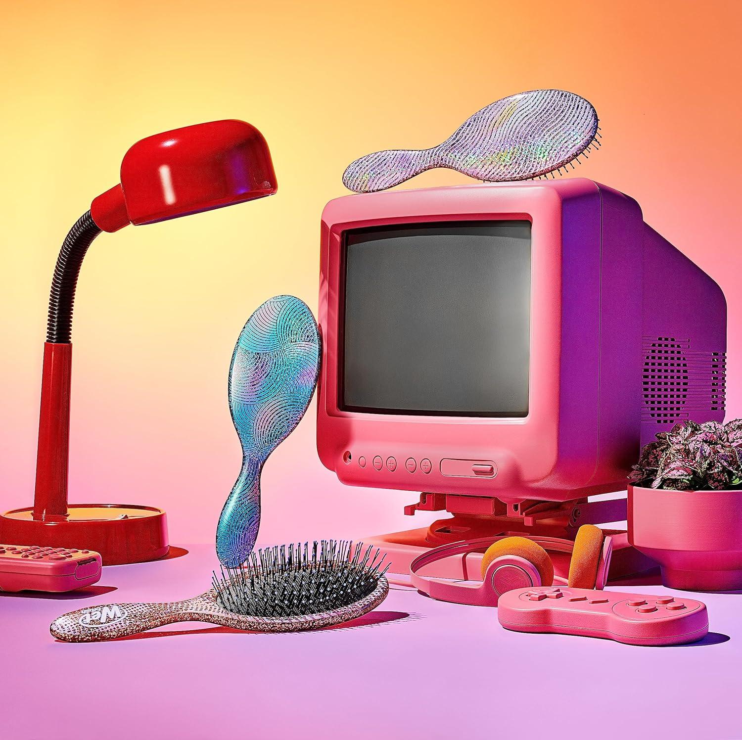 imageWet Brush Original Detangling Brush Pink Digital Daydream  Detangler with Soft ampamp Flexible Bristles  Detangling Brush for Curly Hair  TangleFree for Straight Thick ampamp Wavy HairDaydream Pink