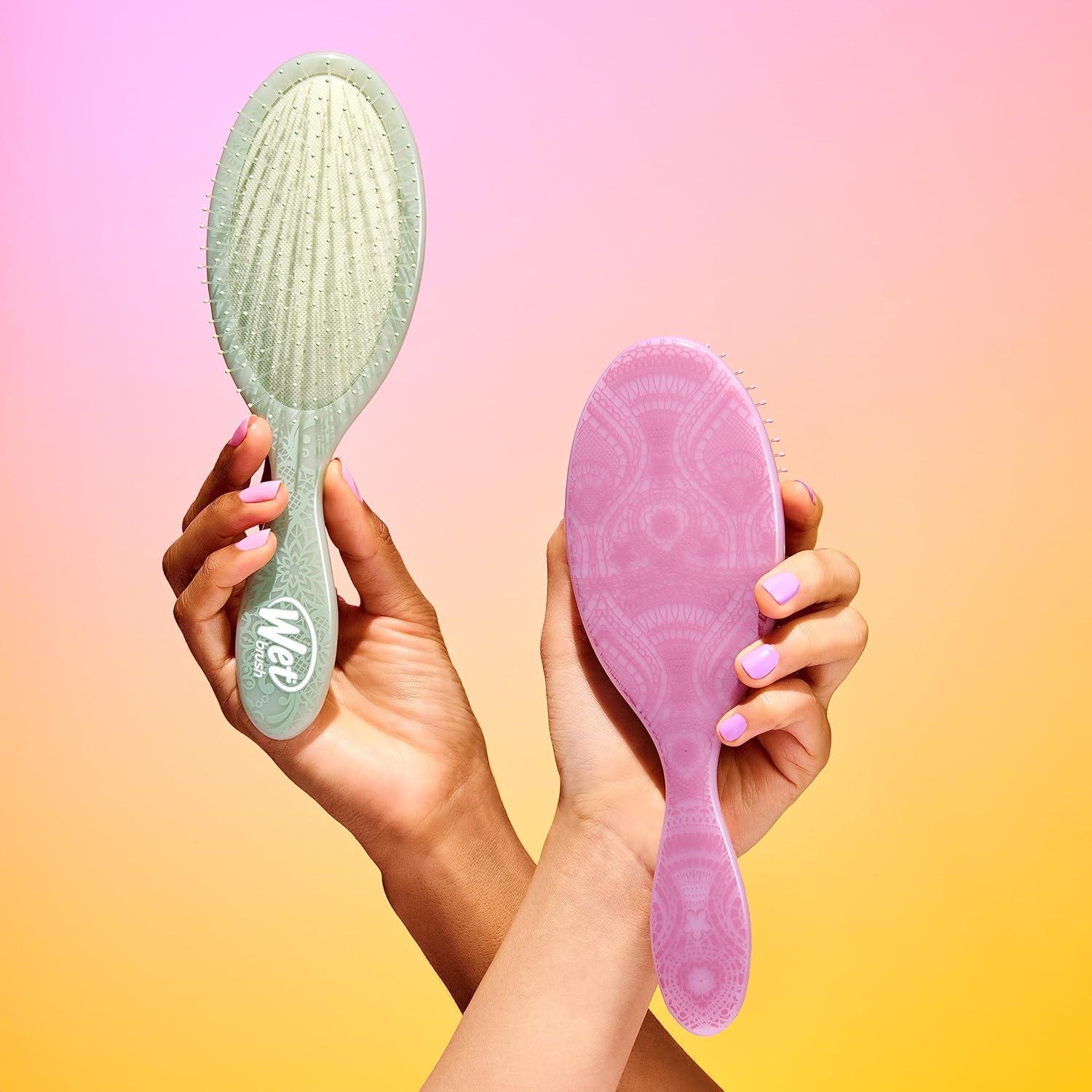 imageWet Brush Original Detangling Brush Pink Digital Daydream  Detangler with Soft ampamp Flexible Bristles  Detangling Brush for Curly Hair  TangleFree for Straight Thick ampamp Wavy HairRomance Sage