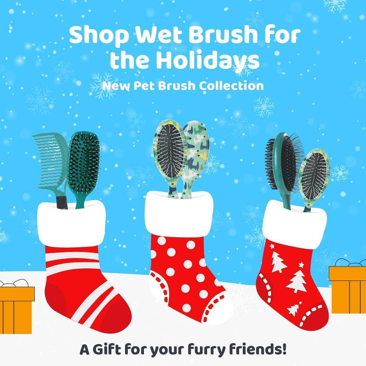 imageWet Brush Pet Hair Brush Smooth Shiny Fur Dog and Cat Hairbrush DeShedding Comb ampamp Dematting Tool for Grooming Long or ShortHaired Dogs TangleFree for Less Pulling ampamp Tugging TealTeal