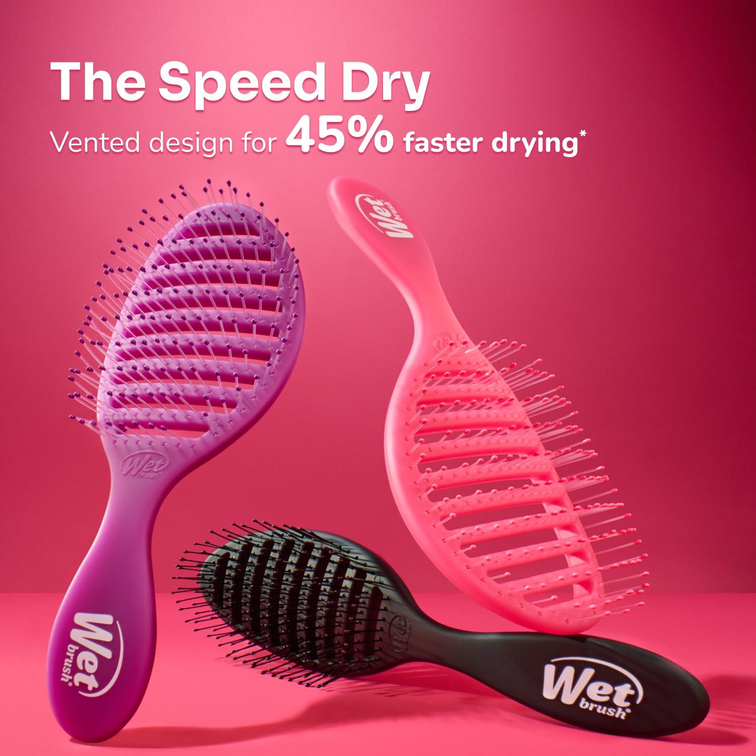 imageWet Brush Speed Dry Hair Brush  Pink  Vented Design and Ultra Soft HeatFlex Bristles Are Blow Dry Safe With Ergonomic Handle Manages Tangle and Uncontrollable Hair  PainFree Pack of 2Pink