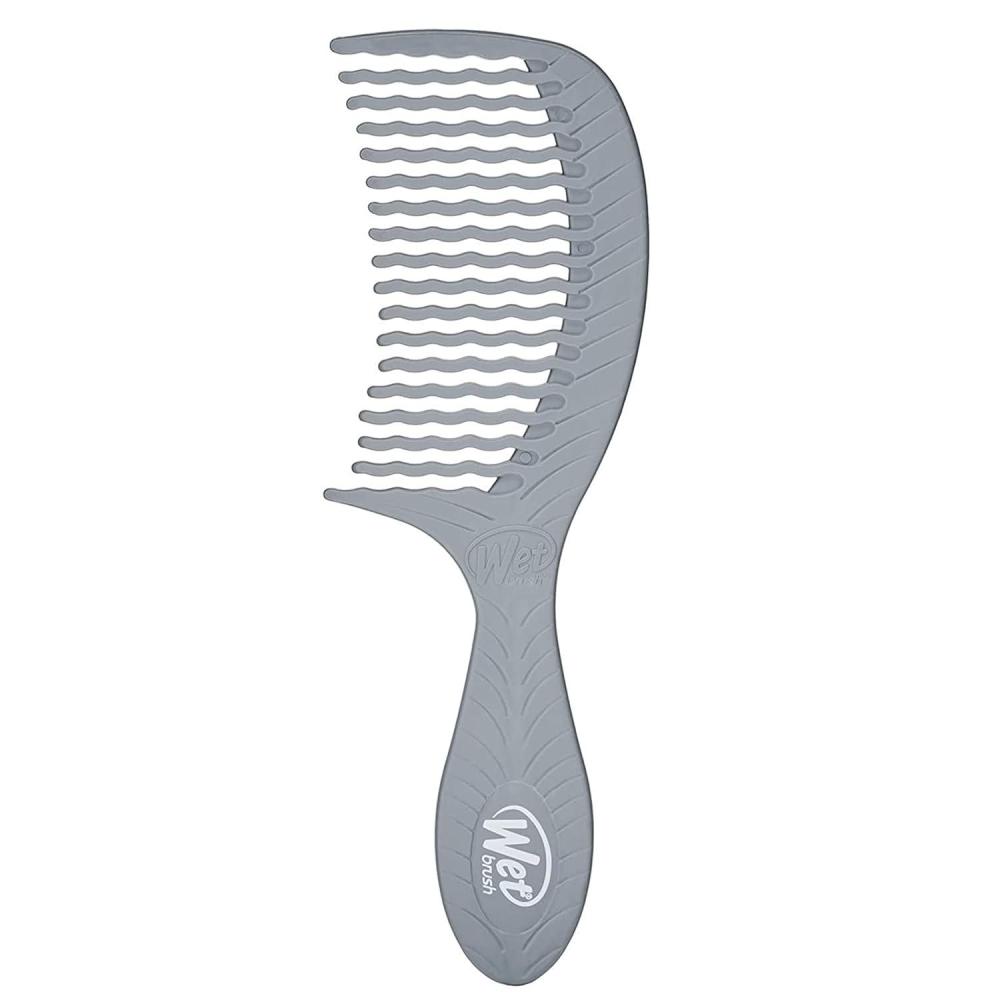 imageWet Brush Go Green Tea Tree Oil Infused Treatment Comb  Wide Tooth Hair Detangler with WaveTooth Design that Gently and Glides Through Tangles  No Split Ends and No DamageCharcoal Comb