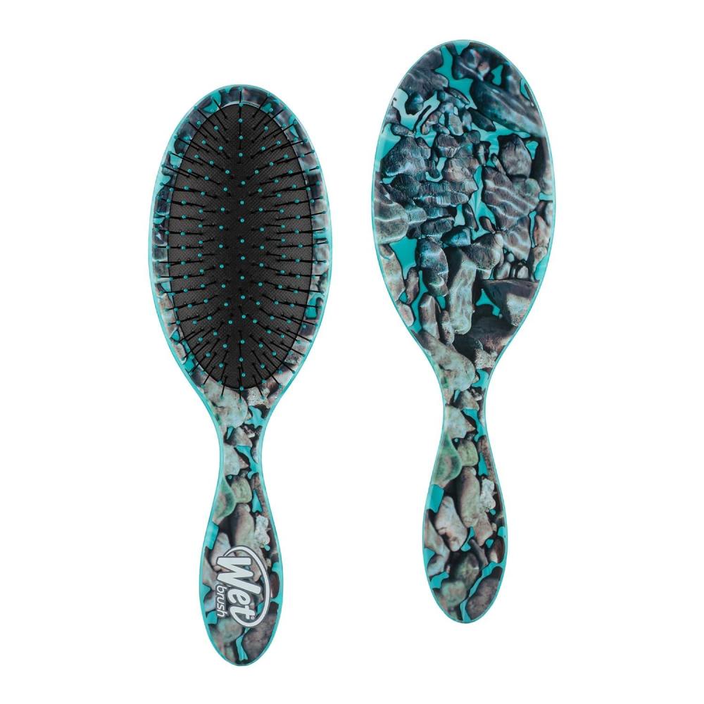imageWet Brush Original Detangling Brush Pink Digital Daydream  Detangler with Soft ampamp Flexible Bristles  Detangling Brush for Curly Hair  TangleFree for Straight Thick ampamp Wavy HairTechno Stone Turquoise