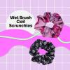 Wet Brush Coil Hair Scrunchies for Women & Girls, 2 Count, Purple & Black, Suitable for All Hair Types, Pain-Free Accessories Long Lasting Braids, Ponytails and More(Coil Scrunchies Purple/Black)