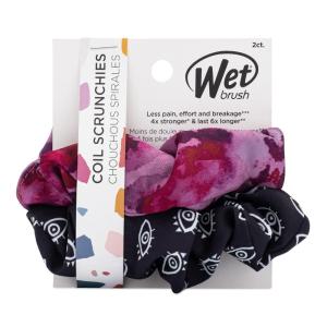 Wet Brush Coil Hair Scrunchies for Women & Girls, 2 Count, Purple & Black, Suitable for All Hair Types, Pain-Free Accessories Long Lasting Braids, Ponytails and More(Coil Scrunchies Purple/Black)