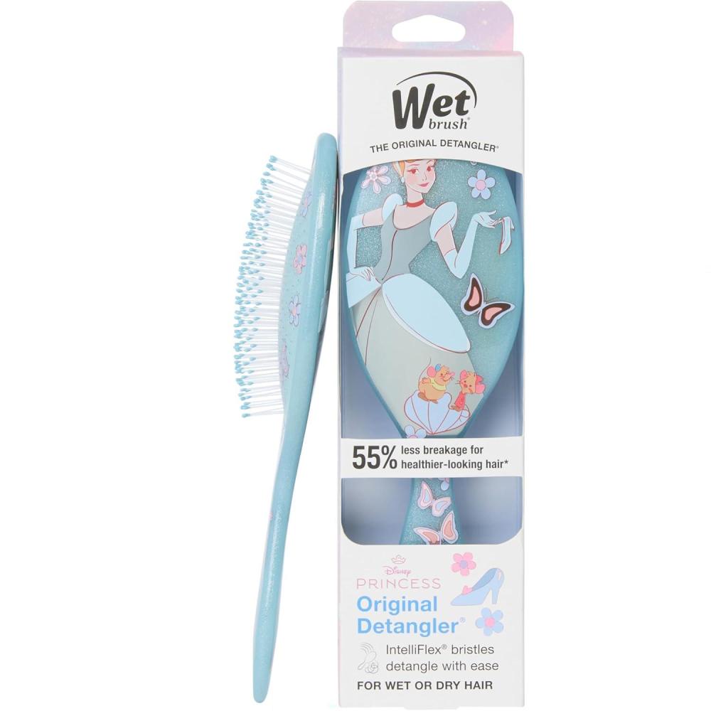 imageWet Brush Disney Princess Cinderella Original Detangler Hair Brush PainFree Knot Removal Flexible Bristles Detangle Wet or Dry Strands Works on All Hair Types Ergonomic Handle Reduces BreakageCinderella