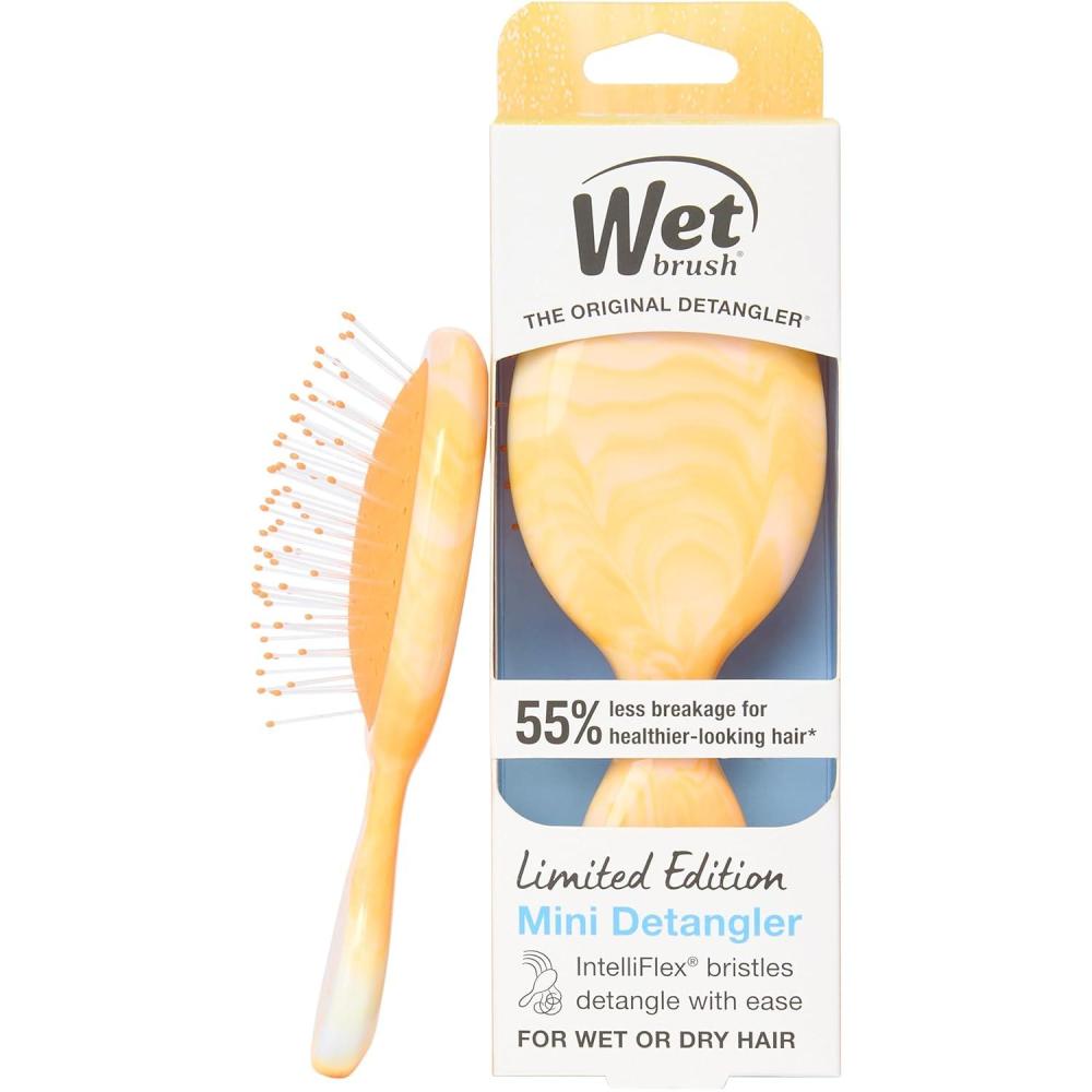 imageWet Brush Mini Detangler Hair Brush for Gentle Knot Removal Travel Size Soft Bristles for PainFree Detangling Less Breakage Works on All Hair Types Limited Edition Summer Treat CreamsicleSummer Treat Creamsicle