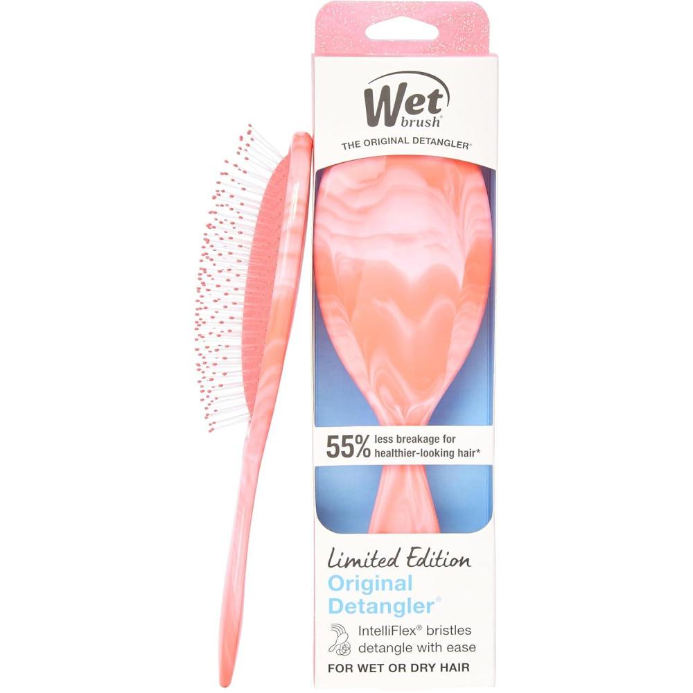 imageWet Brush Original Detangler Hair Brush Flexible Bristles Gently Detangle All Hair Types Works on Wet or Dry Strands Ergonomic Handle Reduces Breakage Limited Edition Summer Treat Key LimeSummer Treat Strawberry