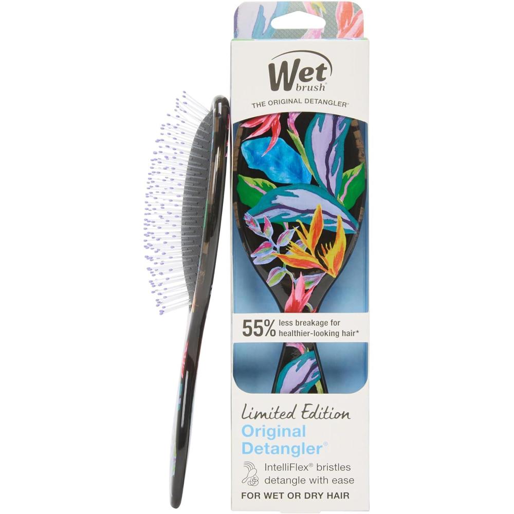 imageWet Brush Original Detangler Hair Brush Flexible Bristles Gently Detangle All Hair Types Works on Wet or Dry Strands Ergonomic Handle Reduces Breakage Limited Edition Summer Treat Key LimeTropical Oasis Purple