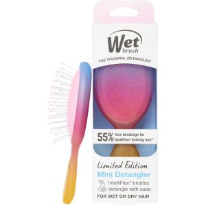 Wet Brush Mini Detangler Hair Brush for Gentle Knot Removal, Compact Travel Size, Soft Bristles for Pain-Free Detangling, Less Breakage, Works on All Hair Types, Limited Edition, Electric Sky Pink(Electric Sky Pink Sunset)