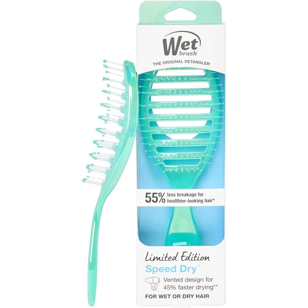 imageWet Brush Speed Dry Hair Brush Blow Dry Safe Bristles ampamp Vented Design For Faster Drying Time Ergonomic Handle Reduces Breakage ampamp Detangles All Hair Types Limited Edition Prismatic Glow PinkPrismatic Glow Green