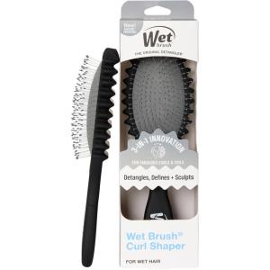 Wet Brush Curl Shaper Hair Brush with Sculpting Grooves, Defines Curls & Coils From Root-to-Tip, Flexible Bristles Detangle Wet Hair, Styling Tool Enhances Bounce and Shape, Ergonomic Handle, Black