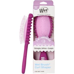 Wet Brush Curl Shaper Hair Brush with Sculpting Grooves, Defines Curls & Coils From Root-to-Tip, Flexible Bristles Detangle Wet Hair, Styling Tool Enhances Bounce and Shape, Ergonomic Handle, Purple