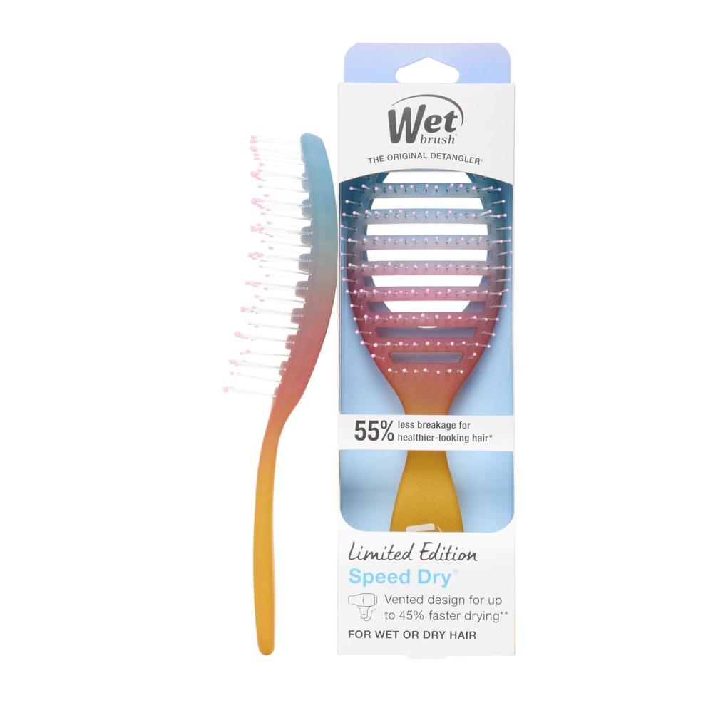 image:imageWet Brush Speed Dry Hair Brush With Blow Dry Safe Bristles amp Vented Design For Faster Drying Time Ergonomic Handle Reduces Breakage amp Detangles All Hair Types Limited Edition Electric Sky PurpleElectric Sky Pink Sunset