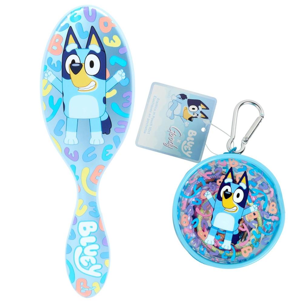 image:imageWet Brush Bluey Kids Midi Hair Brush Limited Edition Orange Goody x Bluey Multicolor Hair Ponytailers in Bluey Character Pouch 10ct Elastics For All Hair Types