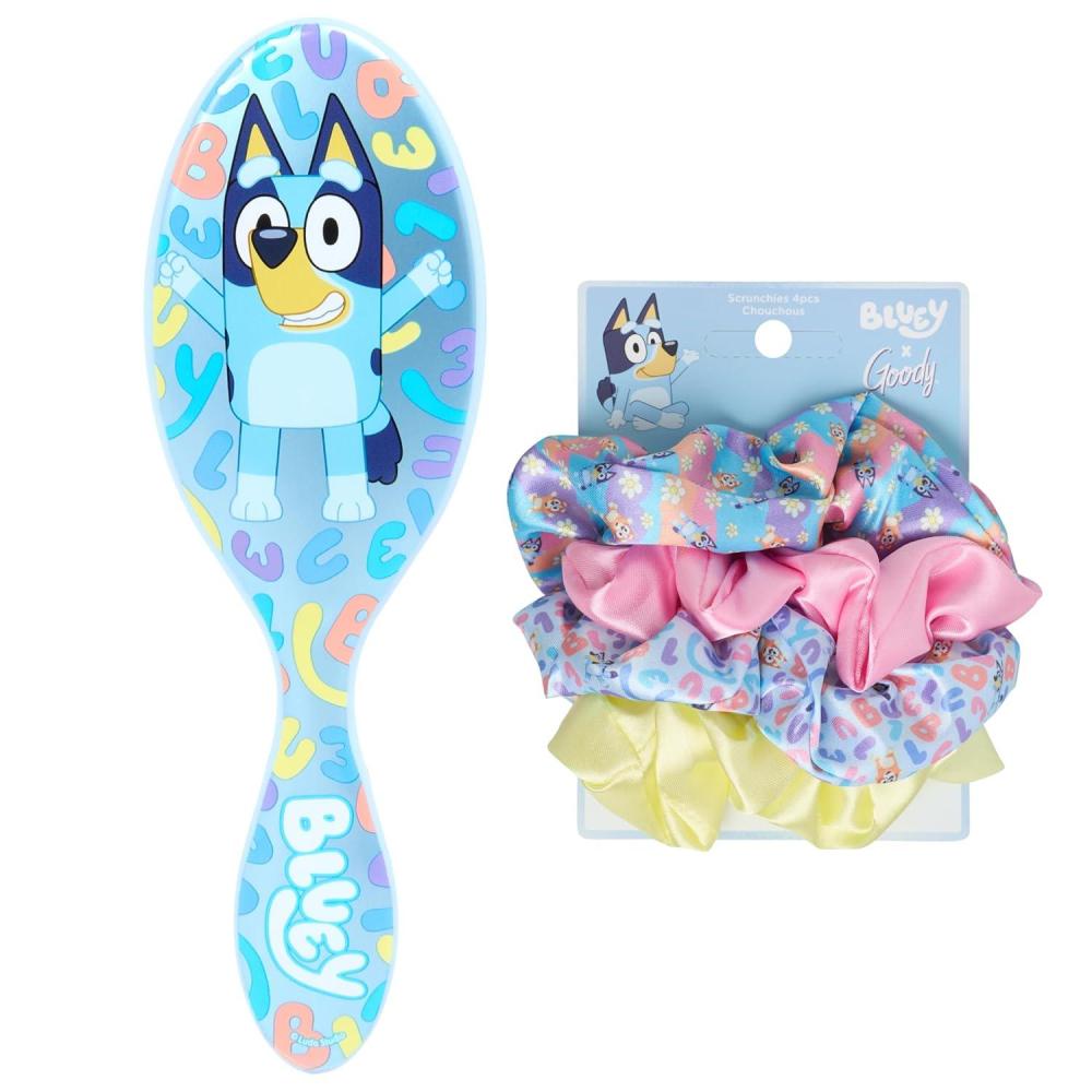 image:imageWet Brush Bluey Kids Midi Hair Brush Limited Edition Orange  Goody x Bluey Multicolor Satin Scrunchies 4ct For All Hair Types
