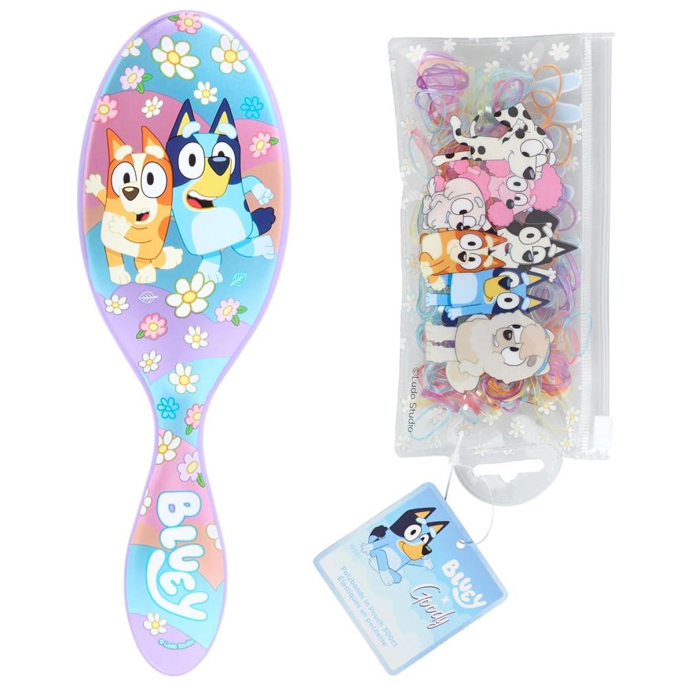 image:imageWet Brush Bluey amp Bingo Kids Midi Hair Brush Limited Edition Purple  Goody x Bluey Multicolor Hair Polybands in Bluey Bingo amp Characters Pouch 300ct For All Hair Types