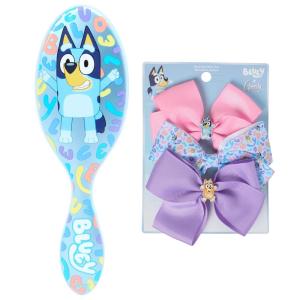 Wet Brush Bluey Kids Midi Hair Brush, Limited Edition, Orange + Goody x Bluey & Bingo Multicolor Bow Barrettes 3ct, For All Hair Types, SlideProof Hold, Blue, Pink & Purple