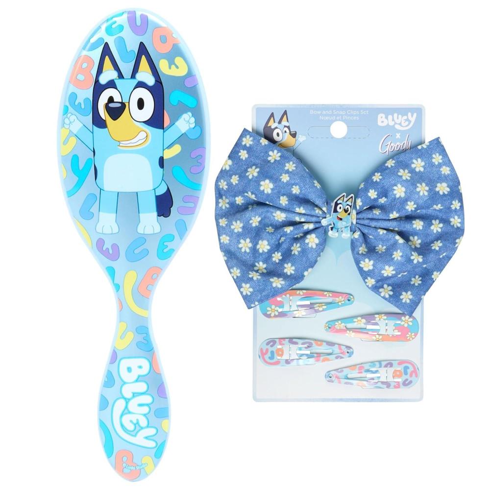 image:imageWet Brush Bluey Kids Midi Hair Brush Limited Edition Orange Goody x Bluey Multicolor Floral Bow Barrette and Snap Clips 5ct For All Hair Types