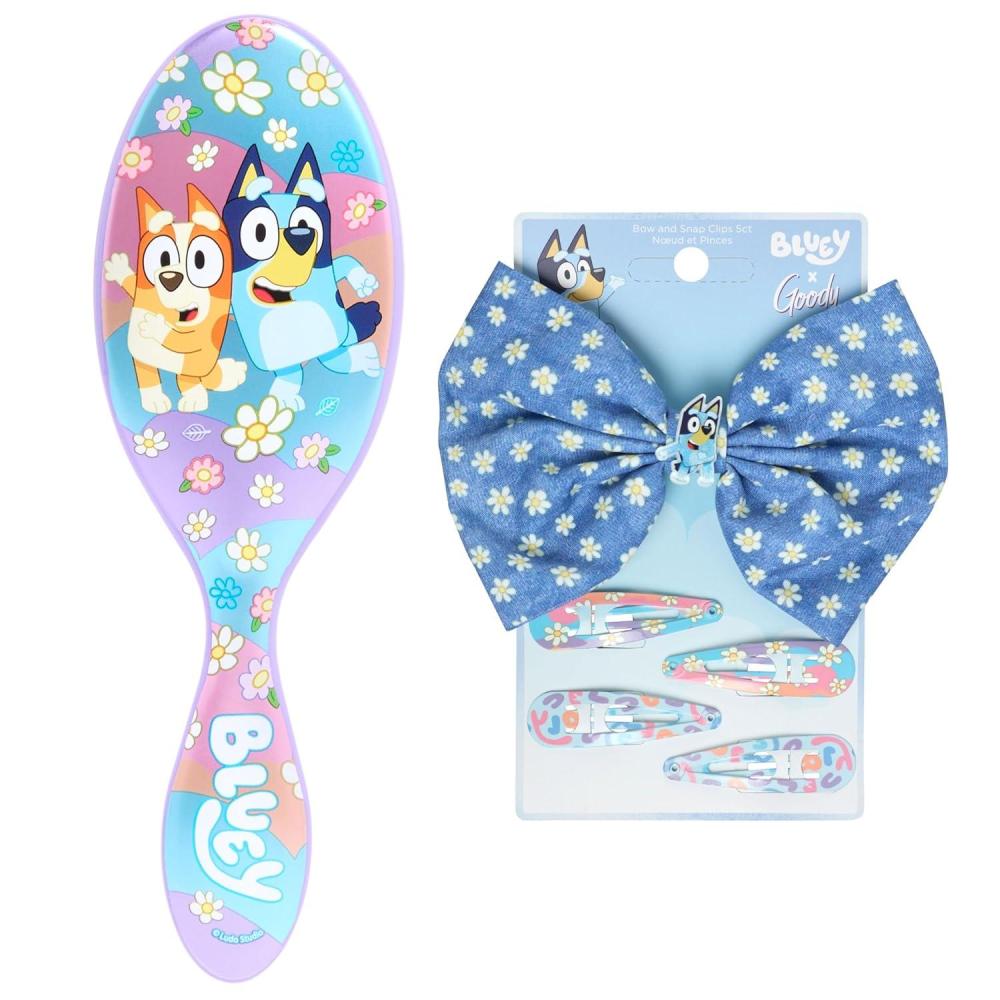 image:imageWet Brush Bluey amp Bingo Kids Midi Hair Brush Limited Edition Purple  Goody x Bluey Multicolor Floral Bow Barrette and Snap Clips 5ct For All Hair Types