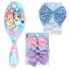 Wet Brush Bluey & Bingo Kids Midi Hair Brush Limited Edition, Purple + Goody x Bluey Multicolor Floral Bow Barrette and Snap Clips 5ct + Multicolor Bow Barrettes 3ct Blue, Pink & Purple
