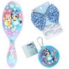 Wet Brush Bluey & Bingo Kids Midi Hair Brush, Limited Edition, Purple + Goody x Bluey Multicolor Hair Ponytailers in Bluey Character Pouch 10ct + Multicolor Floral Bow Barrette and Snap Clips 5ct